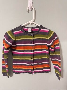 Vintage Y2K Kid’s Fall Theme Knit Sweater Cardigan Striped Button Up Size 9